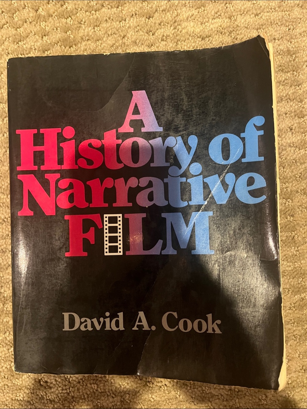 A History of Narrative Film Art Print - Black with Red & Blue Typography